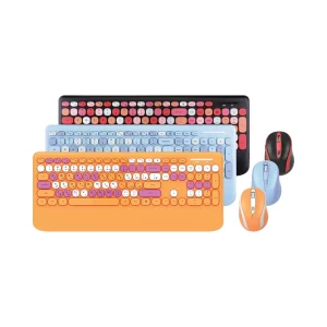 کیبورد و ماوس بی‌سیم هترون مدل HKCW350 با سوییچ ممبران، Full Size، اتصال Plug & Play، حروف حک شده فارسی، پایه‌های ضد لغزش، دارای استراحتگاه مچ دست (Wrist Rest)